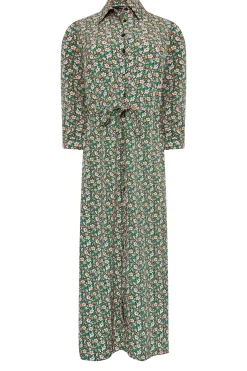 M&Co Womens M&Co Green Floral Print Midi Shirt Dress