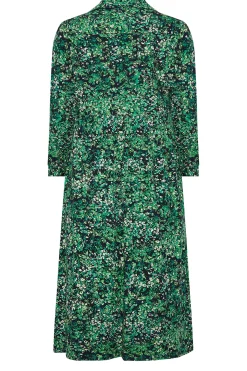 M&Co Womens M&Co Green Floral Half Placket Midi Smock Dress