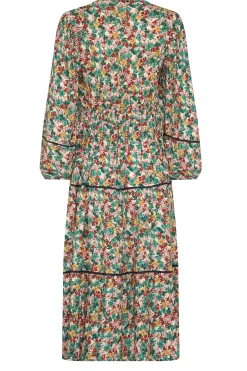 M&Co Womens M&Co Green Floral Print Crochet Trim Maxi Dress