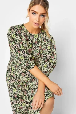 M&Co Womens M&Co Green Floral Print Midi Dress