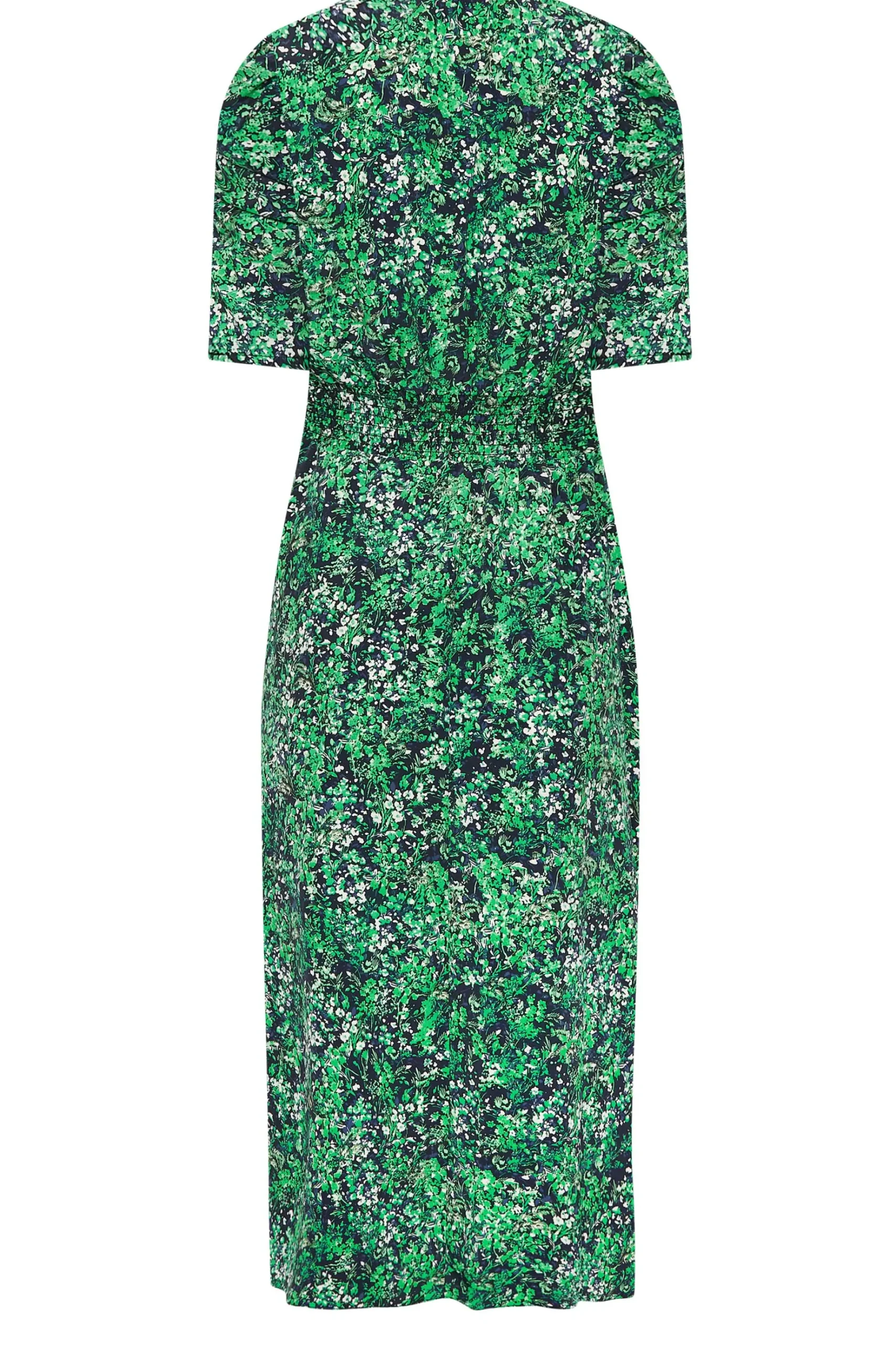 M&Co Womens M&Co Green Floral Print Shirred Waist Midi Dress