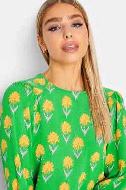 M&Co Womens M&Co Green Floral Print Long Sleeve Blouse
