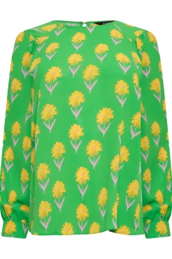 M&Co Womens M&Co Green Floral Print Long Sleeve Blouse