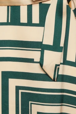 M&Co Womens M&Co Green Geometric Print High Neck Tunic Blouse