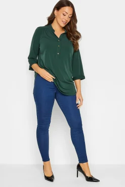 M&Co Womens M&Co Green Half Placket Jersey Shirt