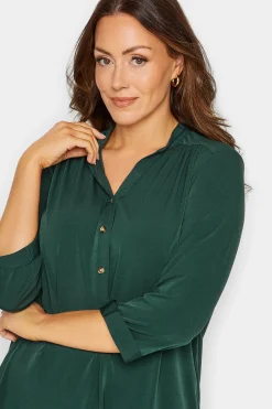 M&Co Womens M&Co Green Half Placket Jersey Shirt