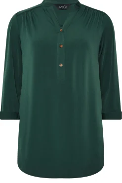 M&Co Womens M&Co Green Half Placket Jersey Shirt