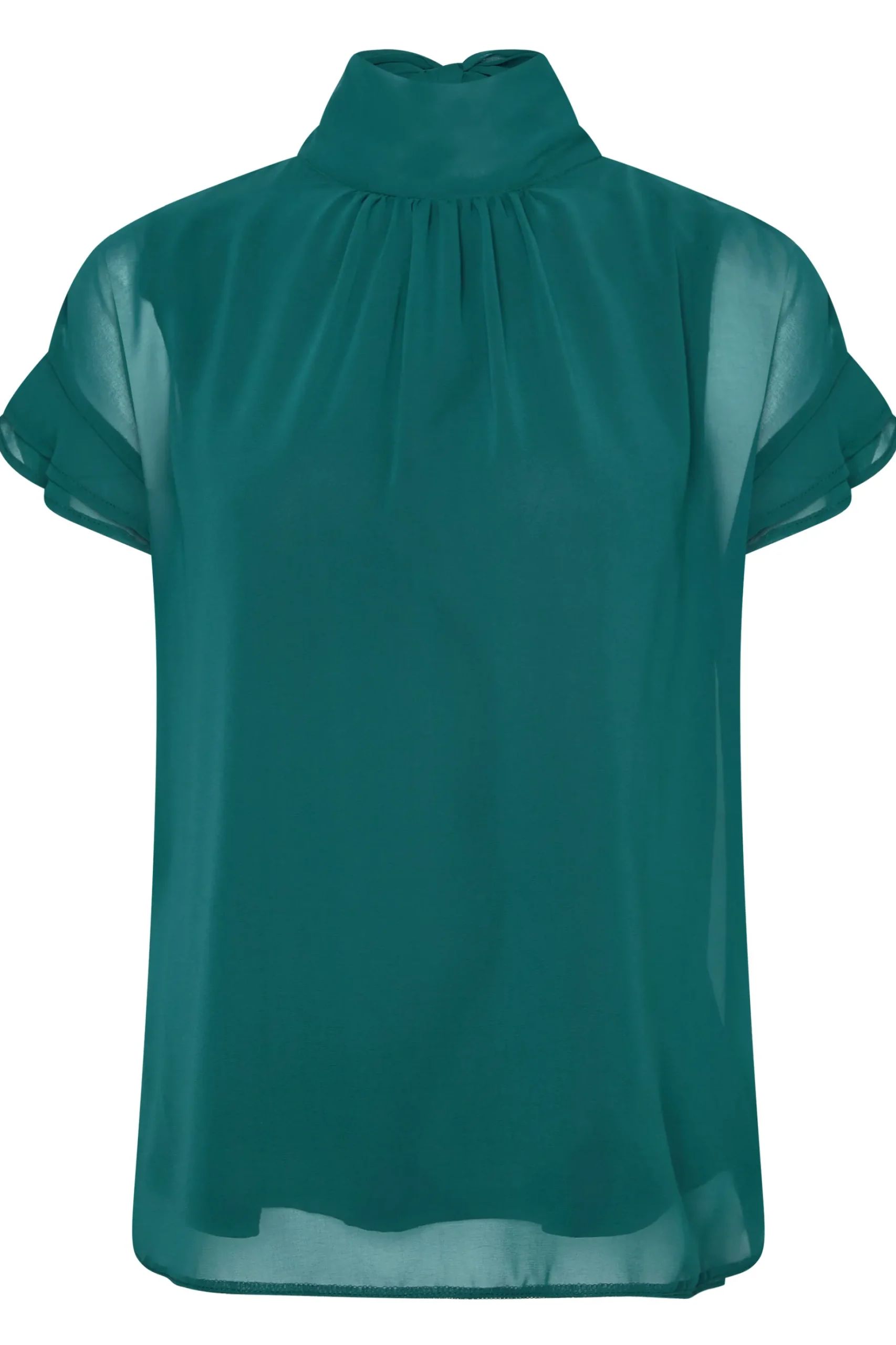M&Co Womens M&Co Green High Neck Frill Sleeve Blouse