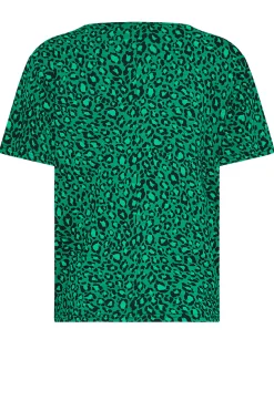 M&Co Womens M&Co Green Leopard Print Tie Detail T-Shirt