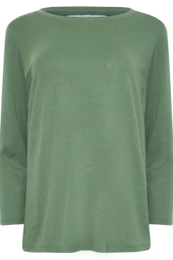 M&Co Womens M&Co Green Long Sleeve Cotton Blend Top