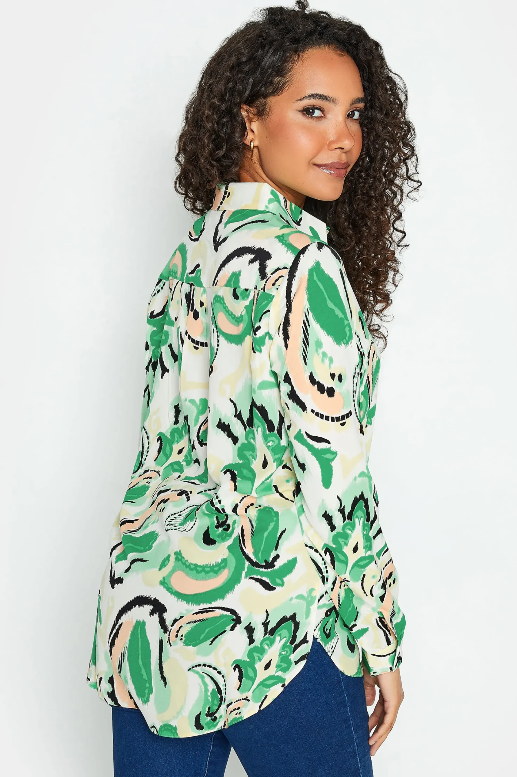 M&Co Womens M&Co Green Paisley Print Long Sleeve Shirt