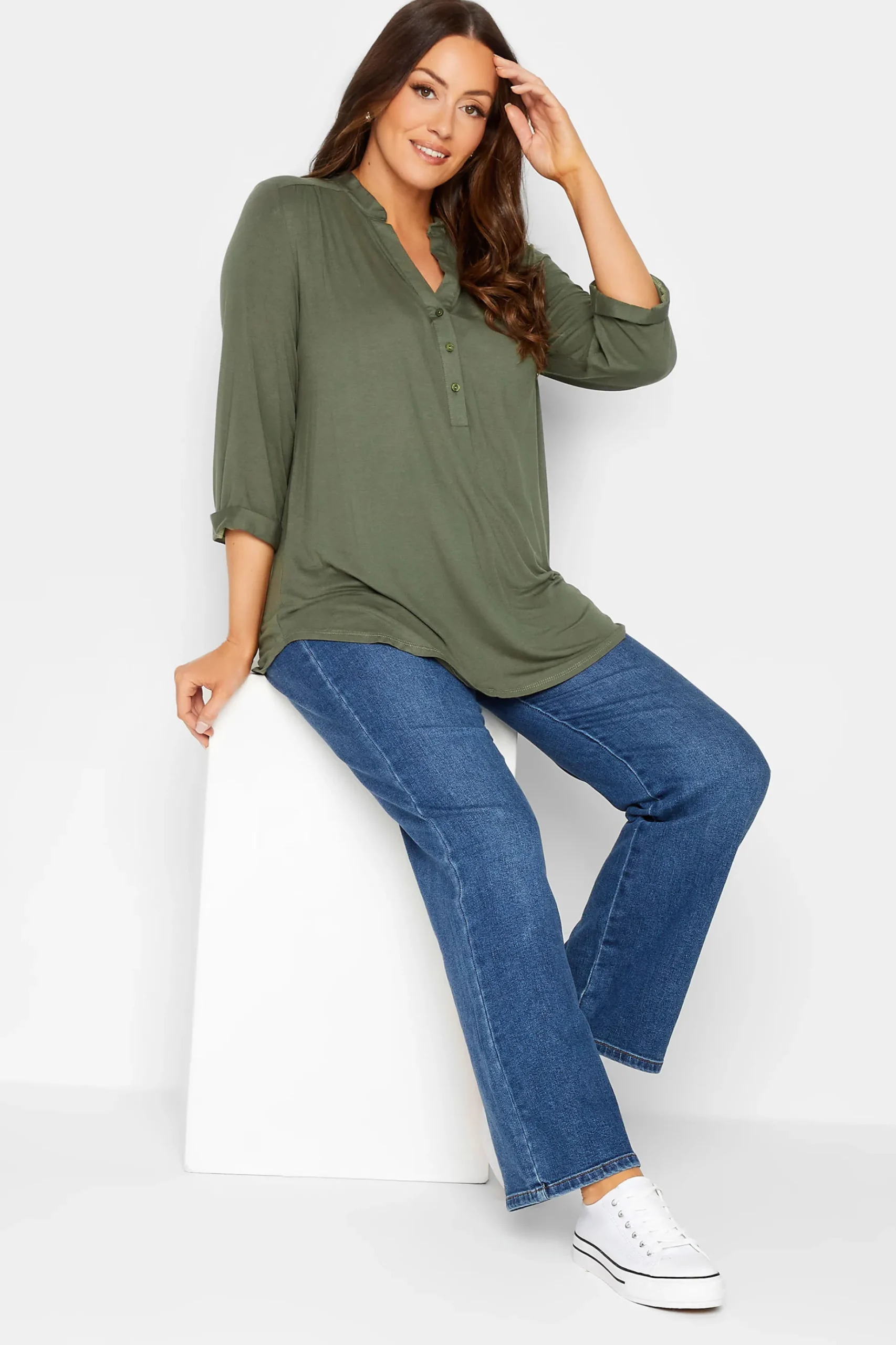M&Co Womens M&Co Green Placket Jersey Shirt