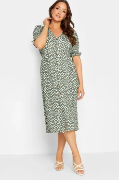 M&Co Womens M&Co Green Polka Dot Button Through Dress