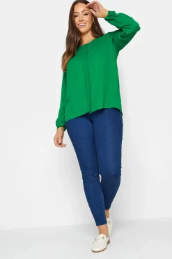 M&Co Womens M&Co Green Satin Contrast Panel Shirt