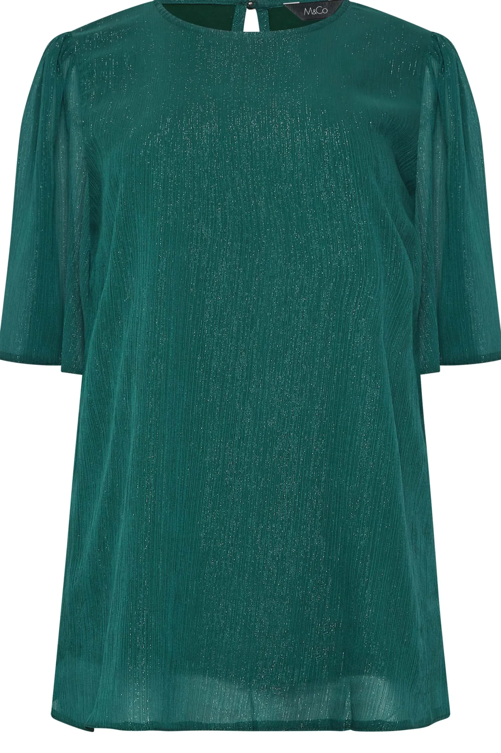 M&Co Womens M&Co Green Shimmer Angel Sleeve Blouse