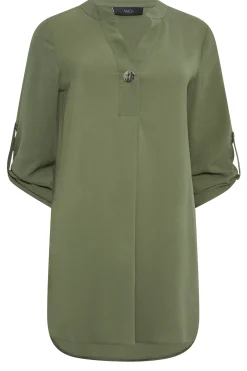 M&Co Womens M&Co Green Statement Button Tab Sleeve Shirt