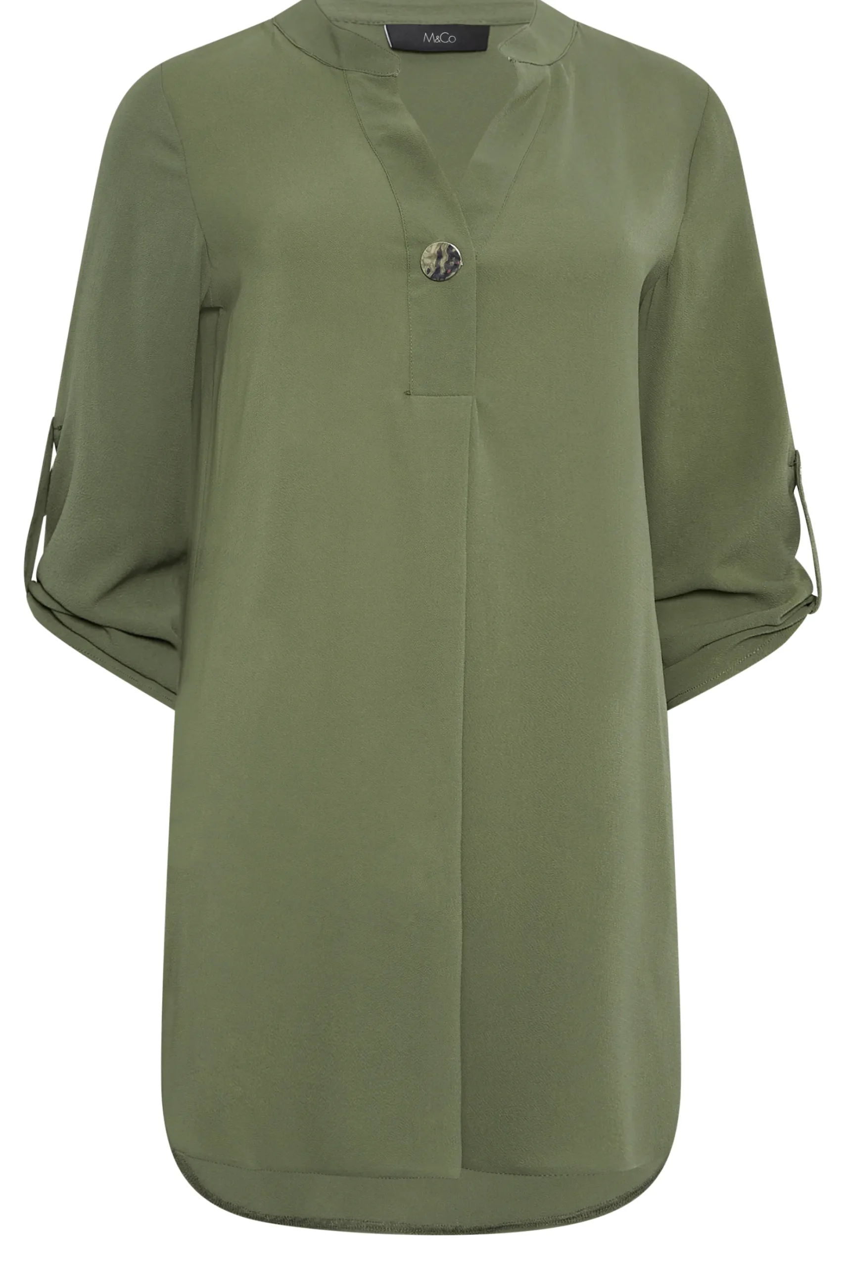 M&Co Womens M&Co Green Statement Button Tab Sleeve Shirt