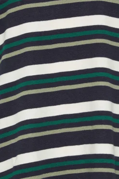 M&Co Womens M&Co Green Teal Stripe Cotton Blend Long Sleeve Top