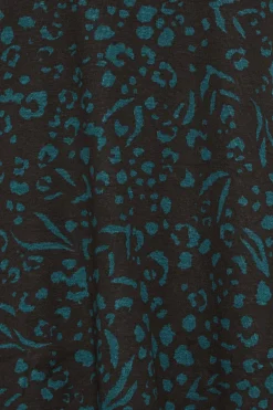 M&Co Womens M&Co Green Teal Animal Print Long Sleeve Cotton Top