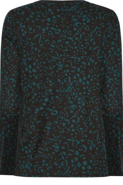 M&Co Womens M&Co Green Teal Animal Print Long Sleeve Cotton Top
