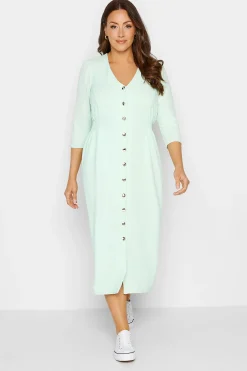 M&Co Womens M&Co Green Textured Button Through Dress