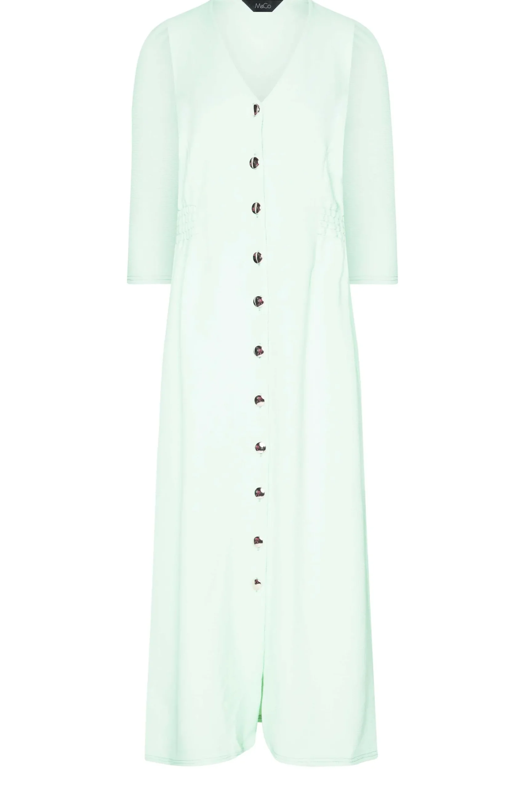 M&Co Womens M&Co Green Textured Button Through Dress