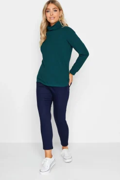M&Co Womens M&Co Green Turtle Neck Long Sleeve Cotton Blend Top