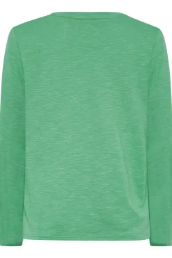 M&Co Womens M&Co Green V-Neck Long Sleeve Cotton T-Shirt