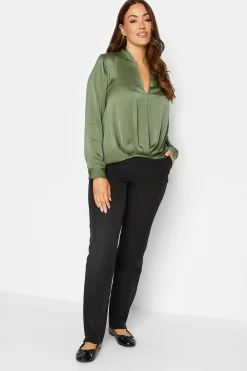 M&Co Womens M&Co Green Wrap Front Blouse