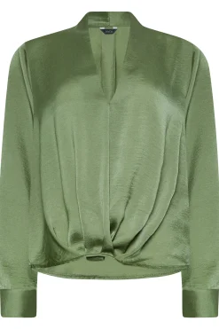 M&Co Womens M&Co Green Wrap Front Blouse