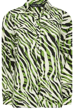 M&Co Womens M&Co Green Zebra Print Long Sleeve Shirt