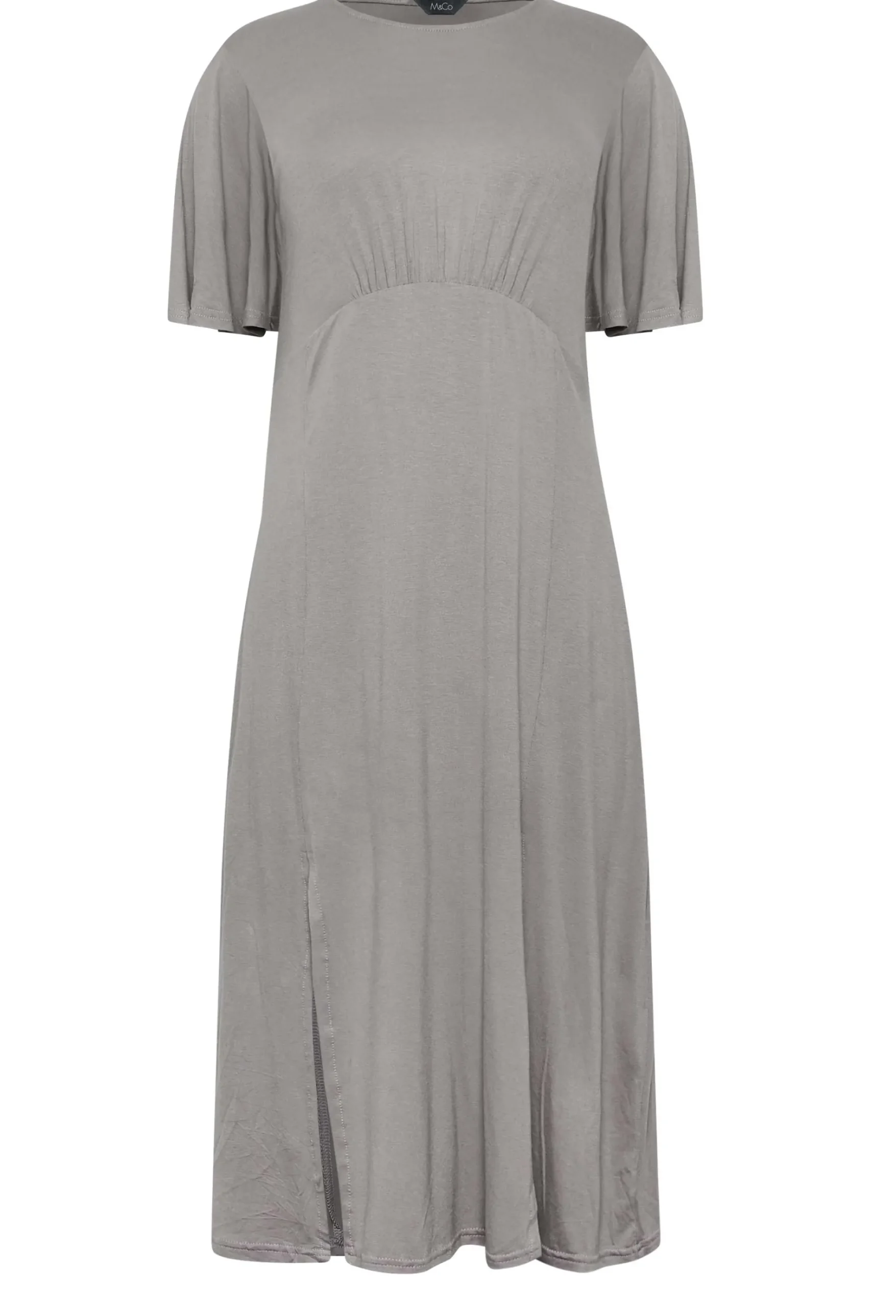 M&Co Womens M&Co Grey Angel Sleeve Split Hem Midi Dress