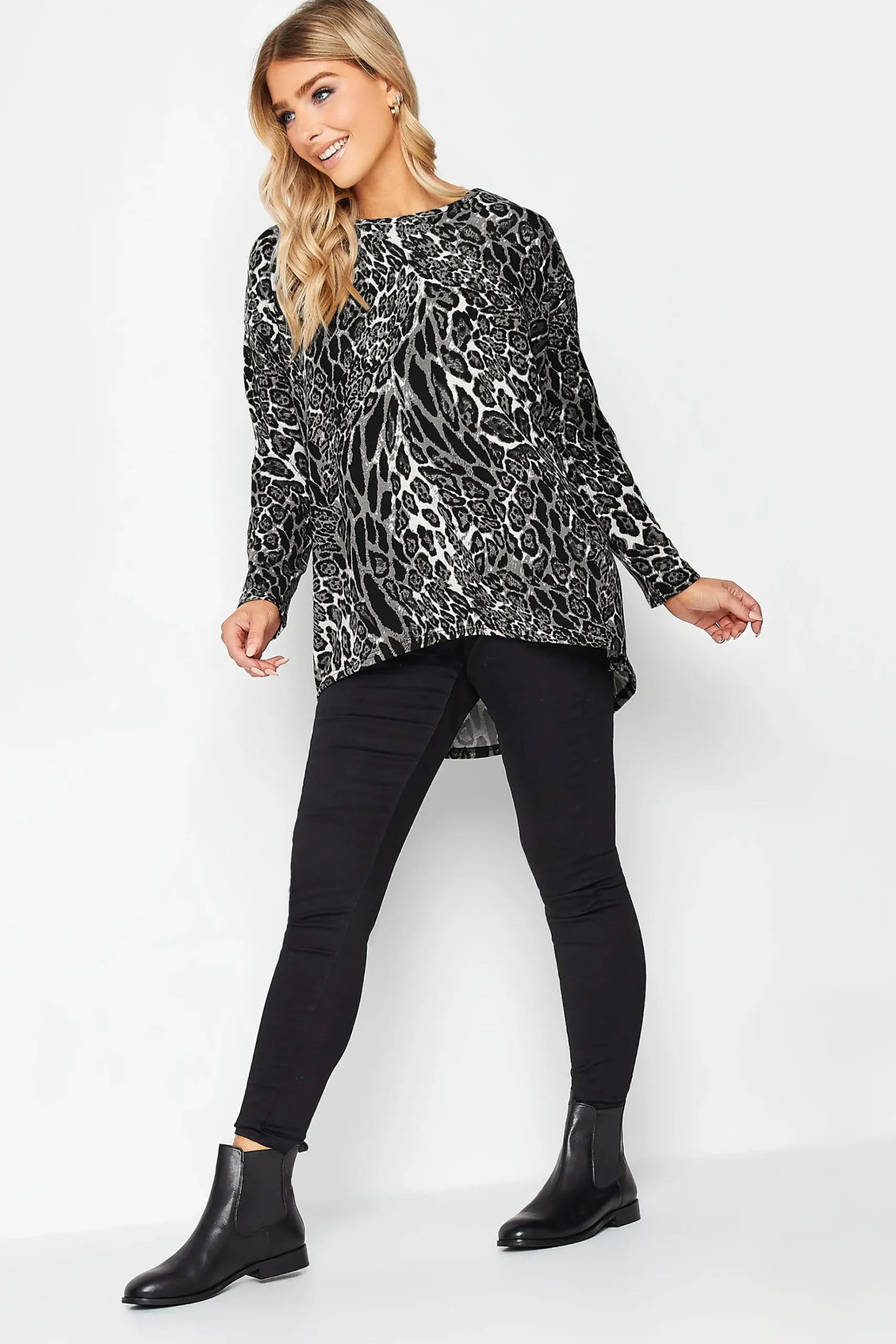 M&Co Womens M&Co Grey Animal Print Jumper