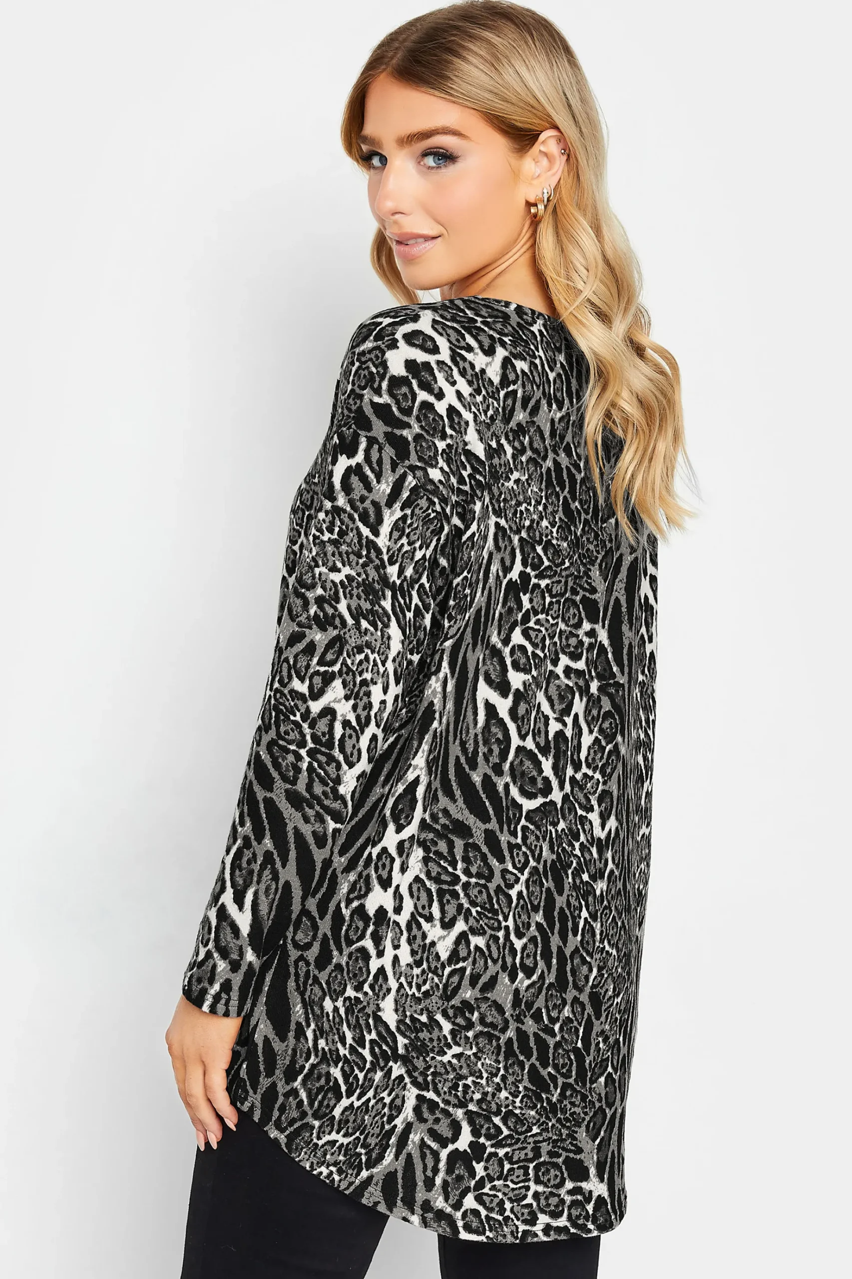 M&Co Womens M&Co Grey Animal Print Jumper