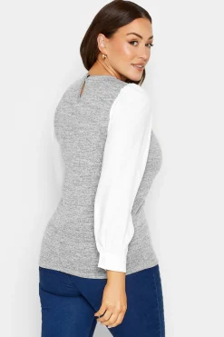 M&Co Womens M&Co Grey Contrast Long Sleeve Top