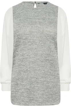M&Co Womens M&Co Grey Contrast Long Sleeve Top