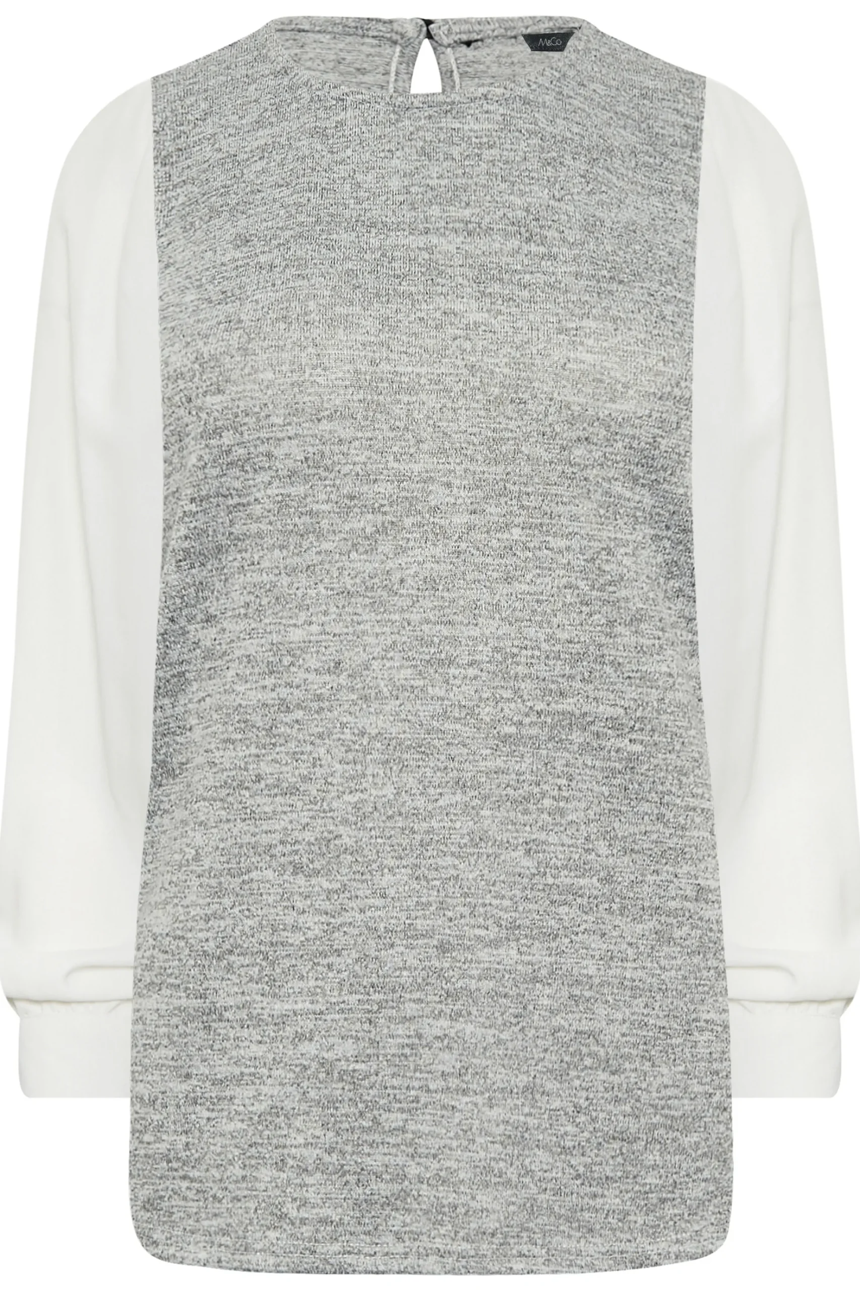 M&Co Womens M&Co Grey Contrast Long Sleeve Top