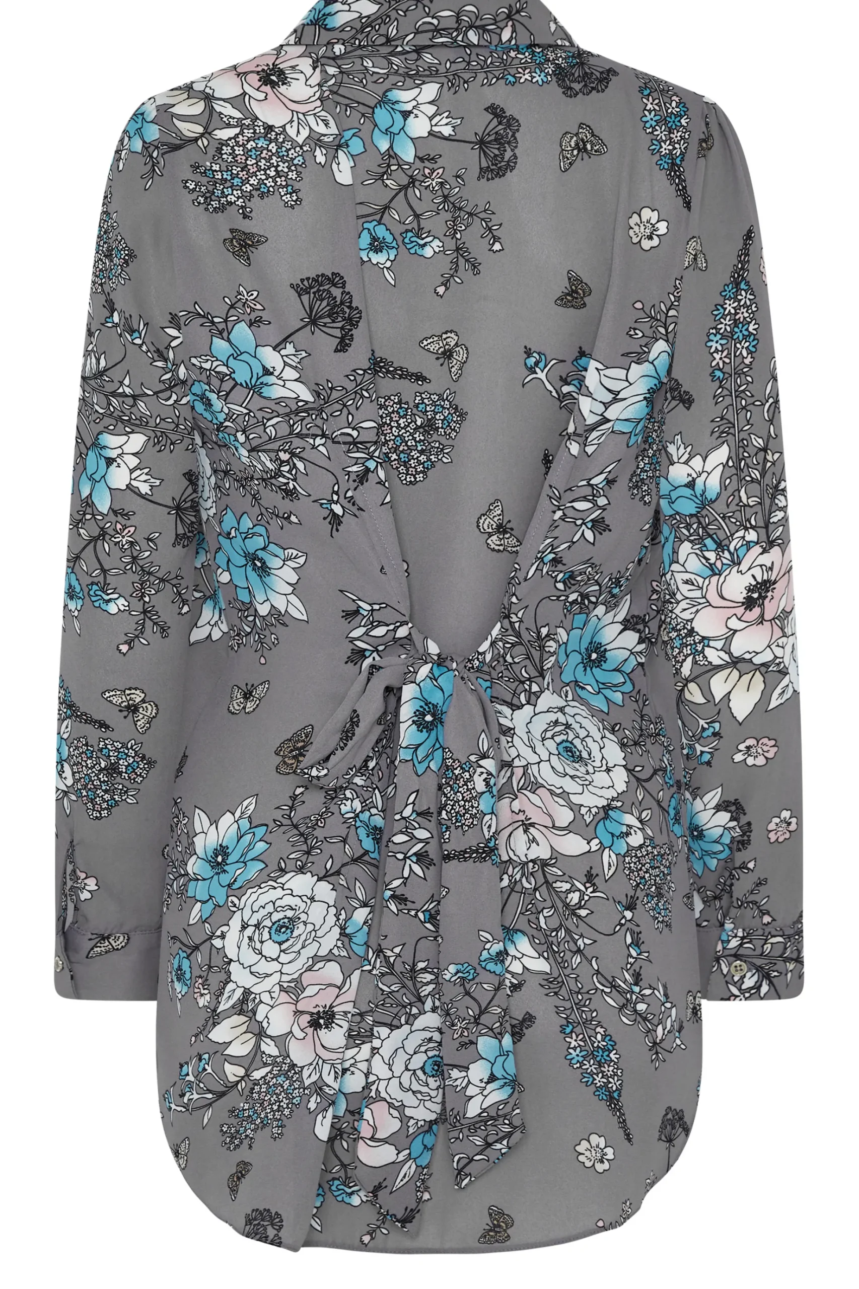 M&Co Womens M&Co Grey Floral Print Tie Shirt