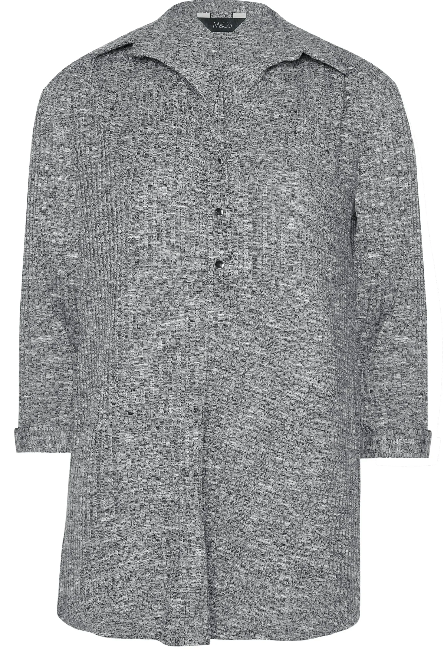 M&Co Womens M&Co Grey Marl Half Placket Jersey Shirt