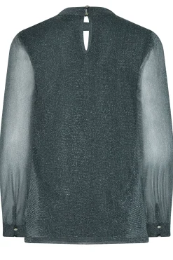 M&Co Womens M&Co Grey Shimmer Keyhole Blouse