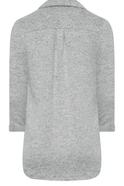 M&Co Womens M&Co Grey Soft Touch Half Placket Jersey Shirt
