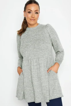 M&Co Womens M&Co Grey Soft Touch Smock Top