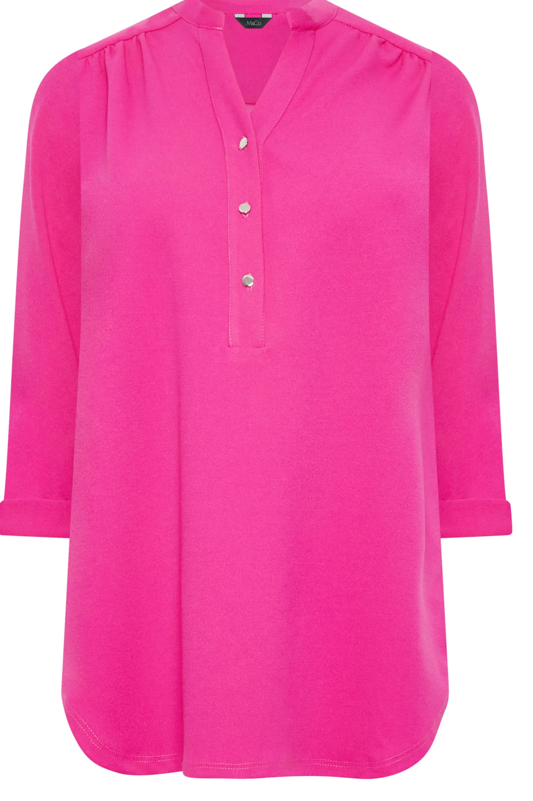 M&Co Womens M&Co Hot Pink Half Placket Jersey Shirt