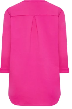 M&Co Womens M&Co Hot Pink Half Placket Jersey Shirt