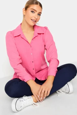 M&Co Womens M&Co Hot Pink Tie Waist Tunic Shirt