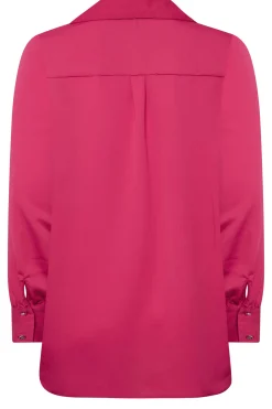 M&Co Womens M&Co Hot Pink V-Neck Collared Blouse