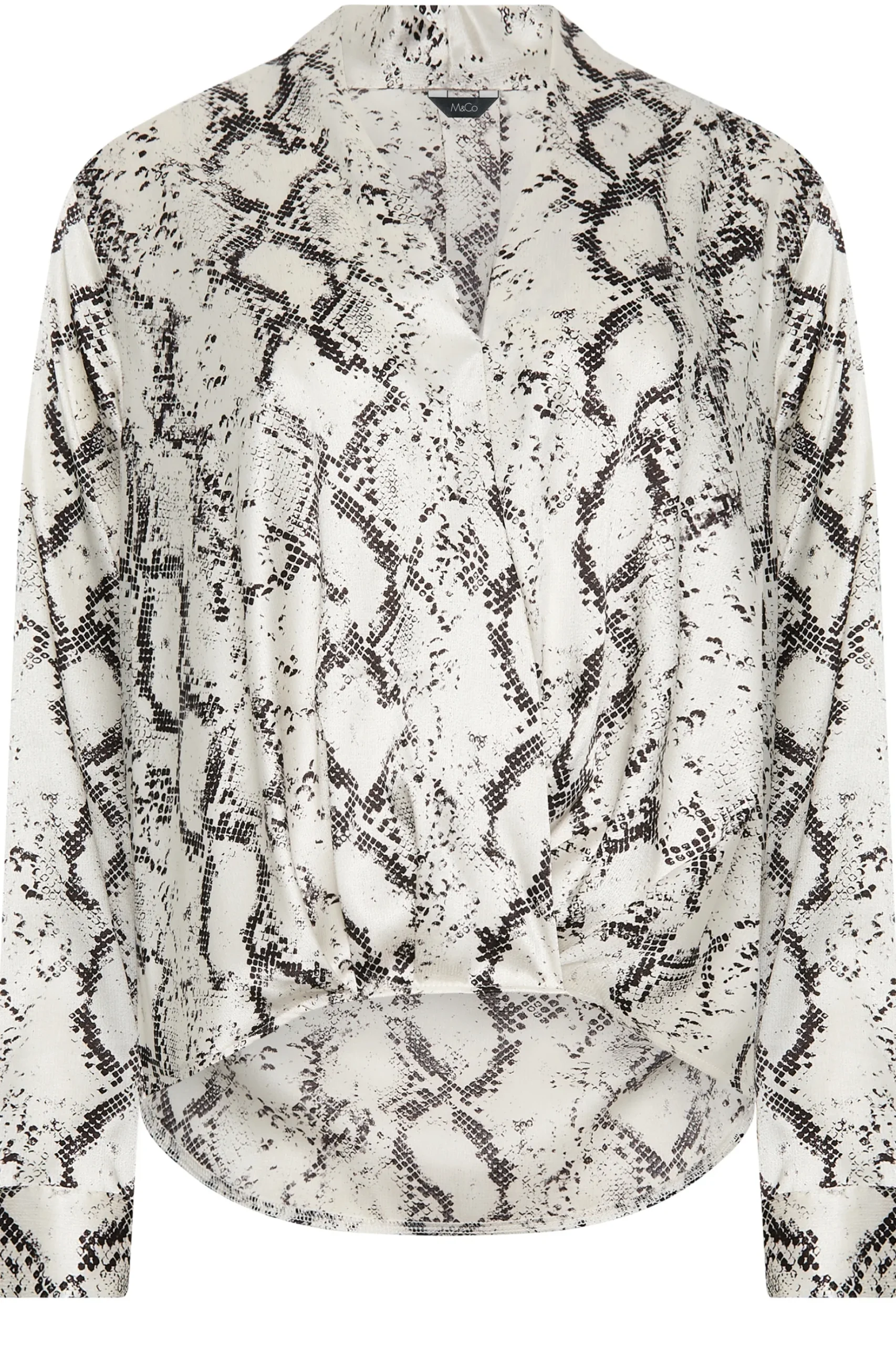 M&Co Womens M&Co Ivory White Snake Print Wrap Front Blouse