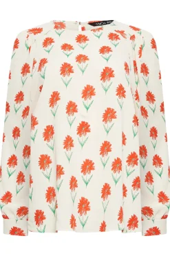 M&Co Womens M&Co Ivory White Floral Print Long Sleeve Blouse