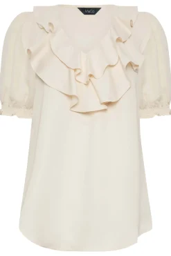M&Co Womens M&Co Ivory White Frill Blouse
