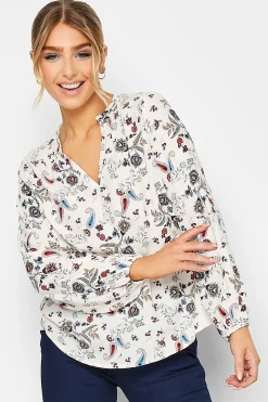 M&Co Womens M&Co Ivory White Paisley Print Blouse